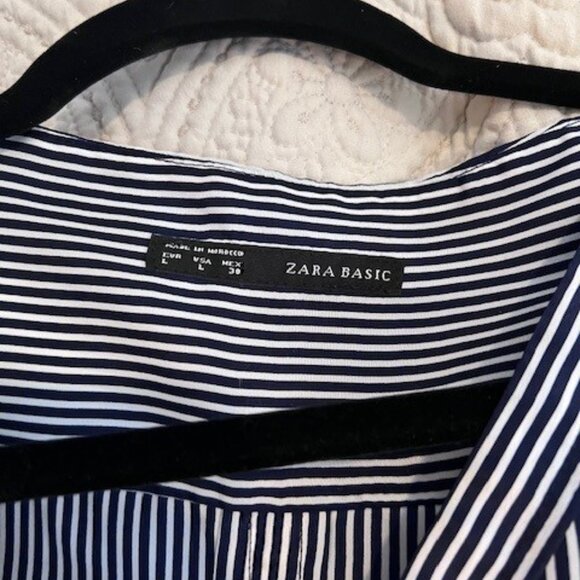 Zara Navy and White Striped Shirt - Picture 4 of 9